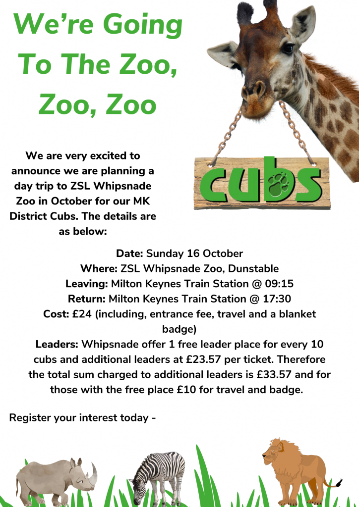 We’re Going To The Zoo, Zoo, Zoo - Milton Keynes District Scouts